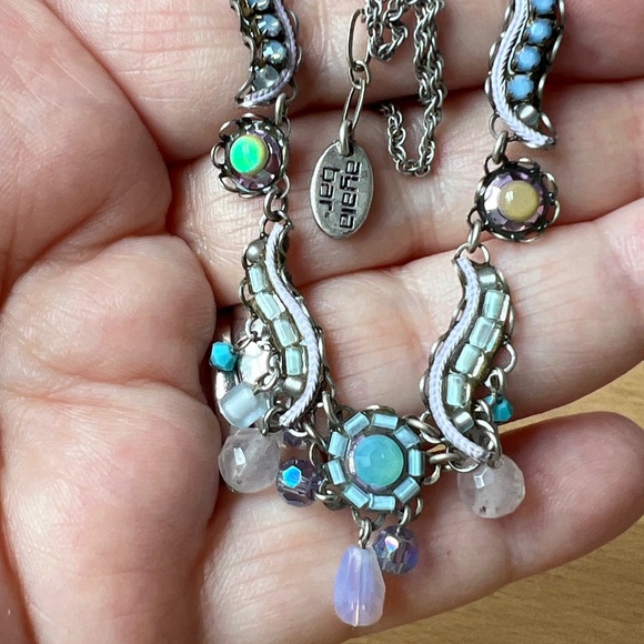 AYALA BAR ADJUSTABLE NECKLACE W/LONG EXTENDER BLUE LILAC PURPLE GREEN RHINESTONE - Picture 5 of 16